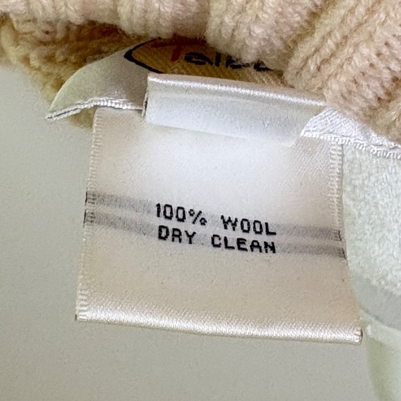 TALBOTS 100% Wool Ivory Cream Turtleneck Poncho with Fringe Made in Japan S/M - Picture 5 of 14